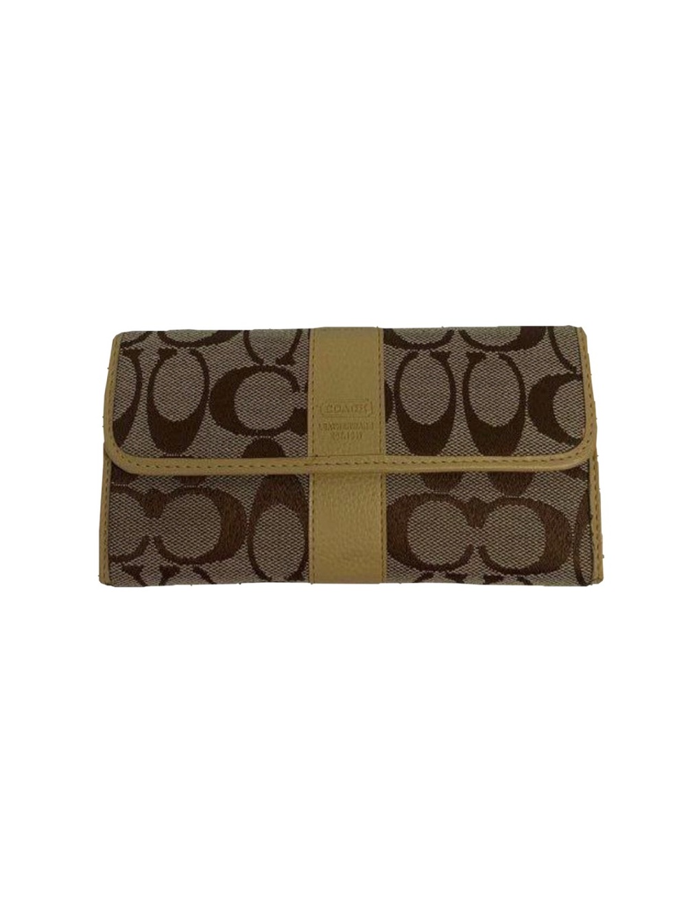 Coach Signature Canvas Wallet in Brown, Tan, and Yellow